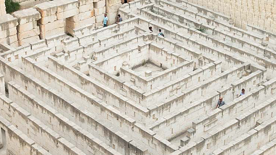 A white marble labyrinth